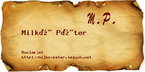 Milkó Péter névjegykártya